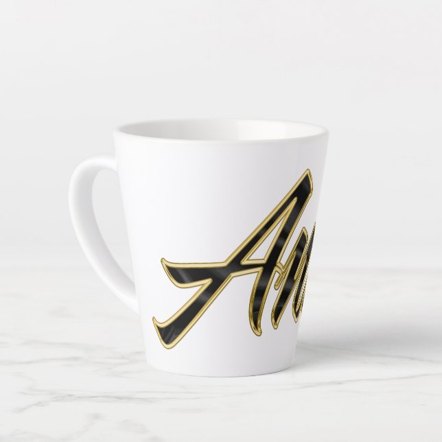 Anke black gold lettering latte cup (Left Angle)