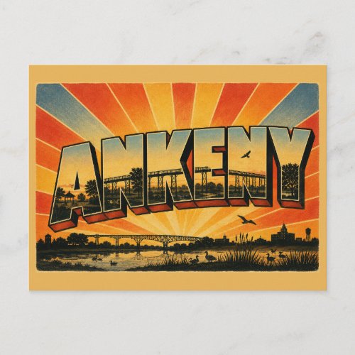 Ankeny Iowa Trails Greenways Wetlands Art Postcard