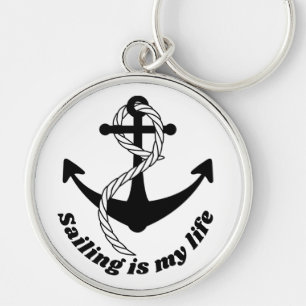 Anker schwarz weiss Sailing is my life Keychain
