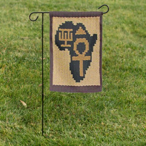 Ankh Africa Adinkra Brown Artisan Crochet Print Garden Flag