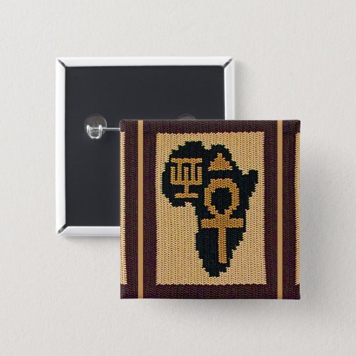 Ankh Africa Adinkra Symbol Crochet Print on Badge Pinback Button
