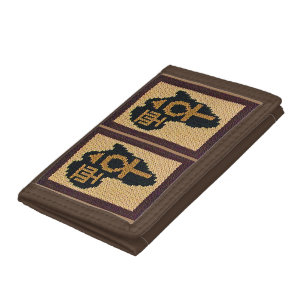 Ankh Africa Symbols Natural Artisan Crochet Print Tri-fold Wallet