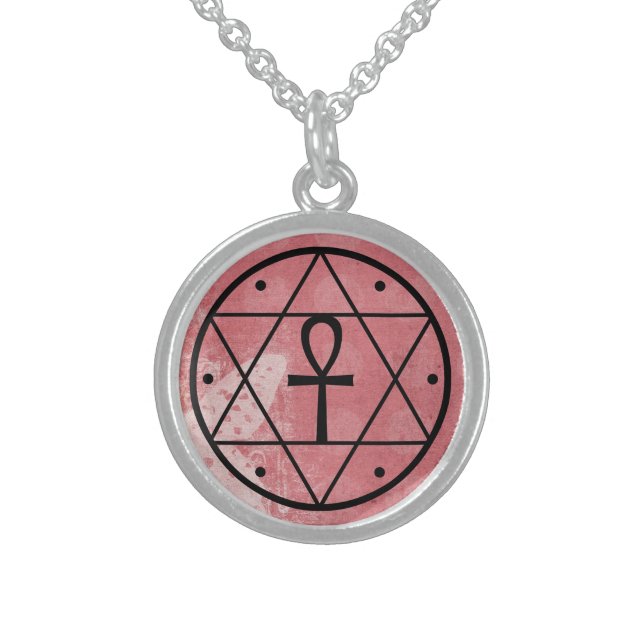 Ankh and Solomon Seal Sterling Silver Necklace (Front)