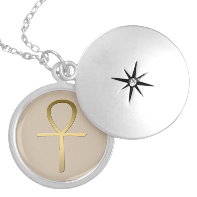 Ankh cross Egyptian symbol Silver Plated Necklace (Front)