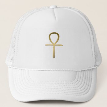 Ankh Cross Egyptian Symbol Trucker Hat by peculiardesign at Zazzle