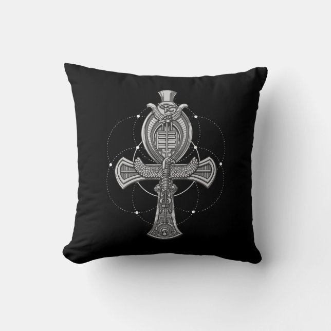 Ankh Cross Eye Of Horus Ancient Egyptian Symbol Throw Pillow (Front)