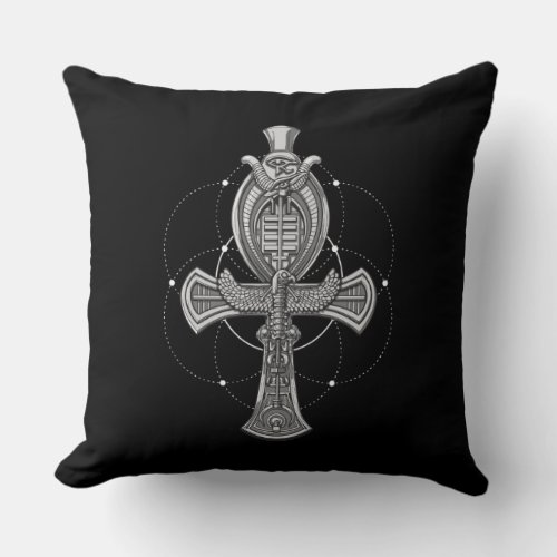 Ankh Cross Eye Of Horus Ancient Egyptian Symbol Throw Pillow