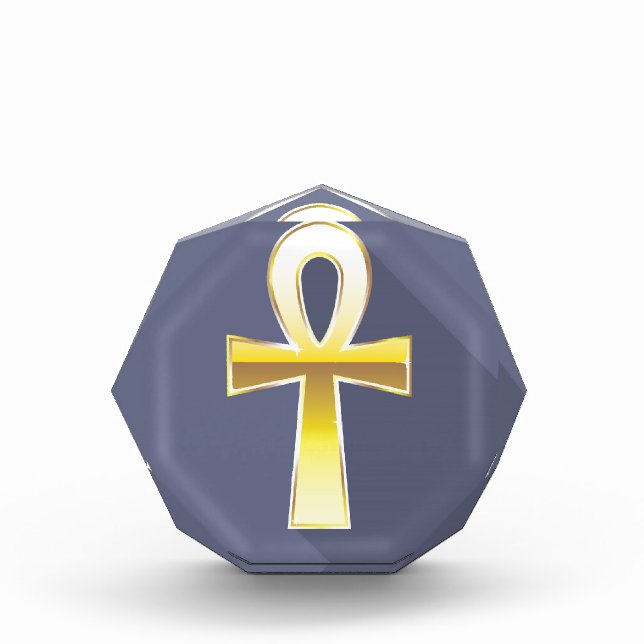 Ankh Egyptian Cross Golden Acrylic Award (Front)