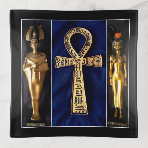 Ankh Egyptian God Goddess Statue Trinket Tray