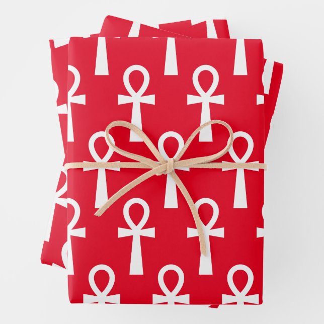 Ankh Egyptian Hieroglyph Wrapping Paper Sheets (In situ)