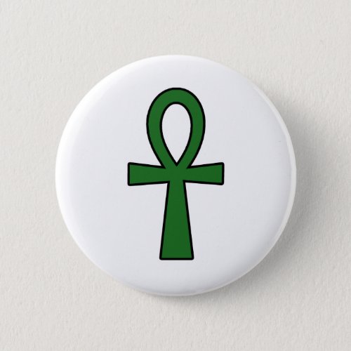 Ankh Egyptian Hieroglyphic Cross Key Life Green Pinback Button