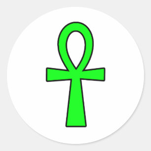 Ankh Egyptian Hieroglyphic Symbols Life Key Green Classic Round Sticker