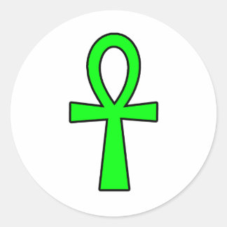 Ankh Egyptian Hieroglyphic Symbols Life Key  Green Classic Round Sticker
