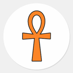 Ankh Egyptian Hieroglyphic Symbols Life Key Orange Classic Round Sticker