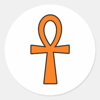 Ankh Egyptian Hieroglyphic Symbols Life Key Orange Classic Round Sticker