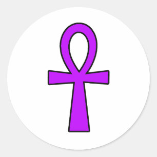 Ankh Egyptian Hieroglyphic Symbols Life Key Purple Classic Round Sticker