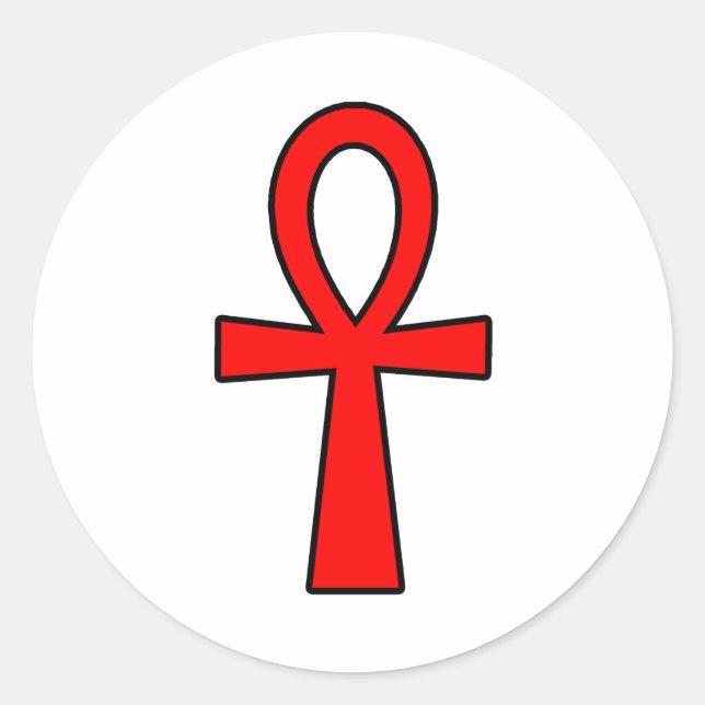 Ankh Egyptian Hieroglyphic Symbols Life Key Red Classic Round Sticker (Front)