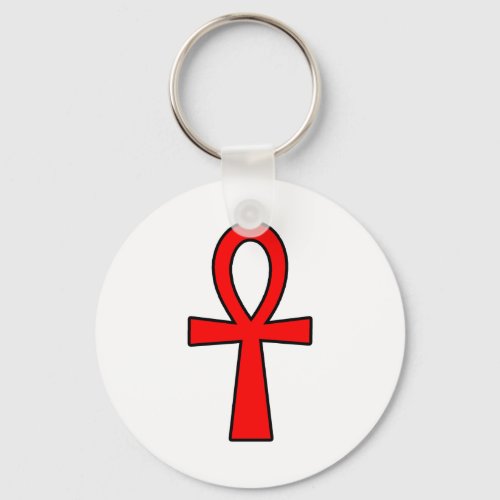 Ankh Egyptian Hieroglyphic Symbols Life Key Red Keychain