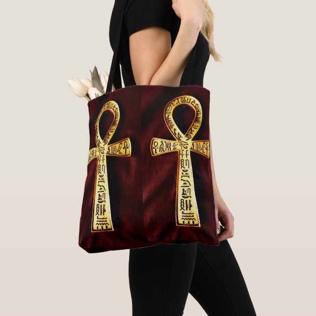 Ankh Egyptian Hieroglyphs Tote Bag (Close Up)