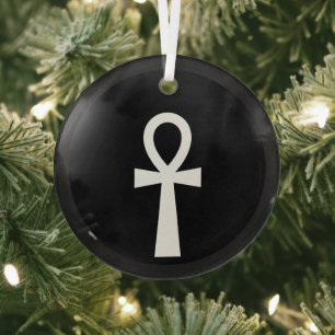Ankh Egyptian Symbol Glass Ornament