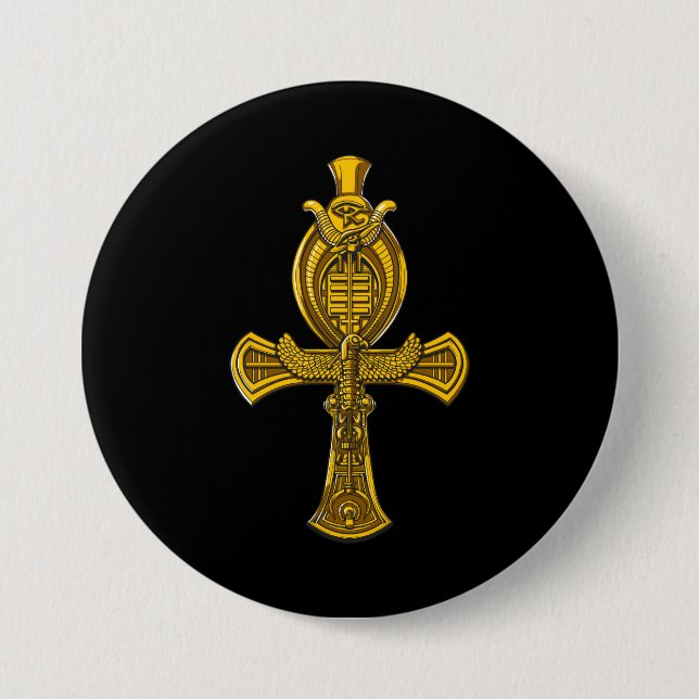 Ankh Eye Of Horus Ancient Egyptian Sacred Symbol Button (Front)