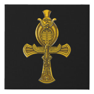 Ankh Eye Of Horus Ancient Egyptian Sacred Symbol Faux Canvas Print