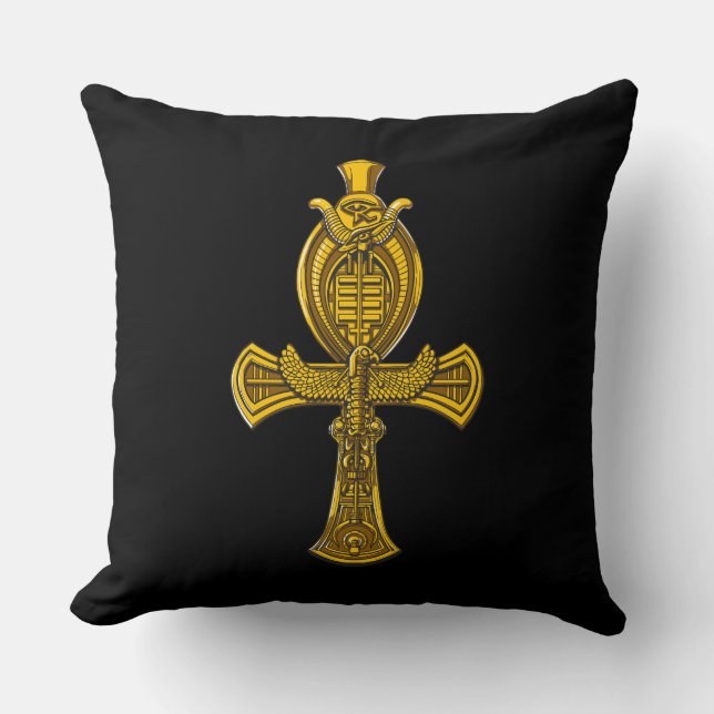 Ankh Eye Of Horus Ancient Egyptian Sacred Symbol Throw Pillow (Front)