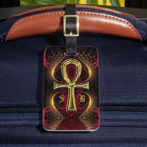 Ankh Gold Goddess Custom Initials Luggage Tag