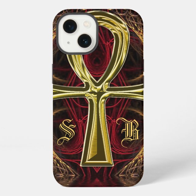 Ankh Gold Goddess Monogram Iphone Case (Back)