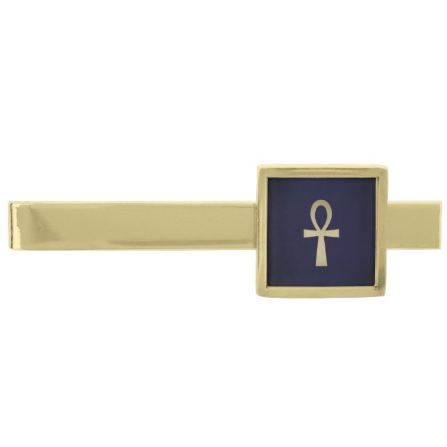 Ankh Key Of Life Gold Finish Tie Bar (Front)