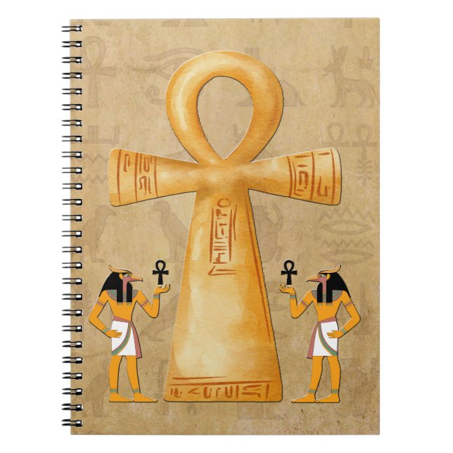 Ankh Key Of Life On Hieroglyph Notebook (Front)