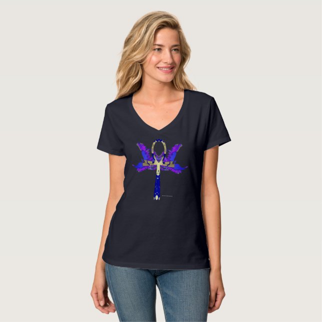 Ankh Phoenix Ladies V-Neck Nano T-Shirt (Front Full)