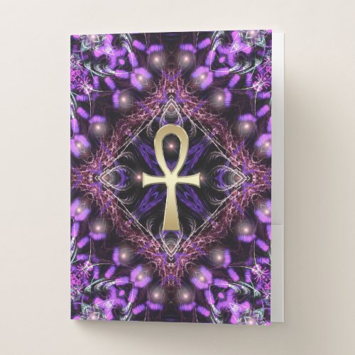 Ankh Purple Light Fractal Tapestry Pocket Folder