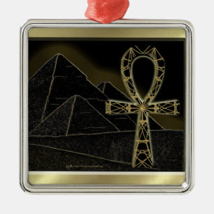 Ankh Pyramid Metal Ornament