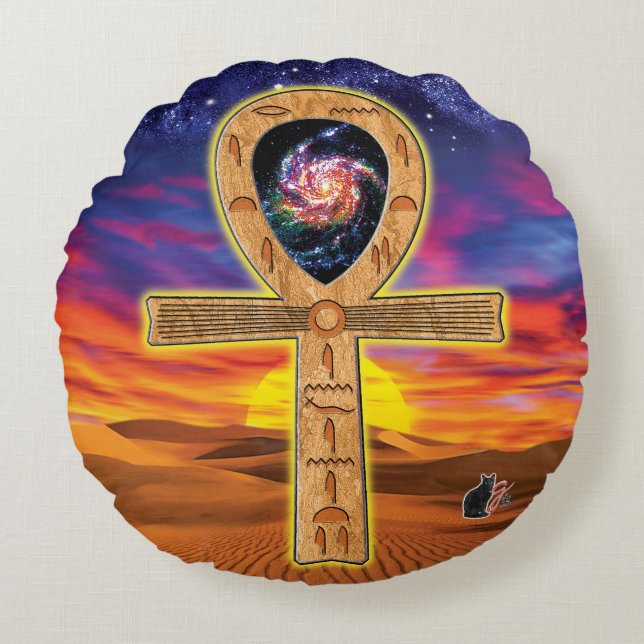 Ankh Round Pillow (Front)