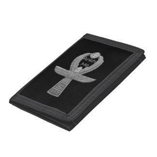 Ankh Silver-Black TriFold Nylon Wallet