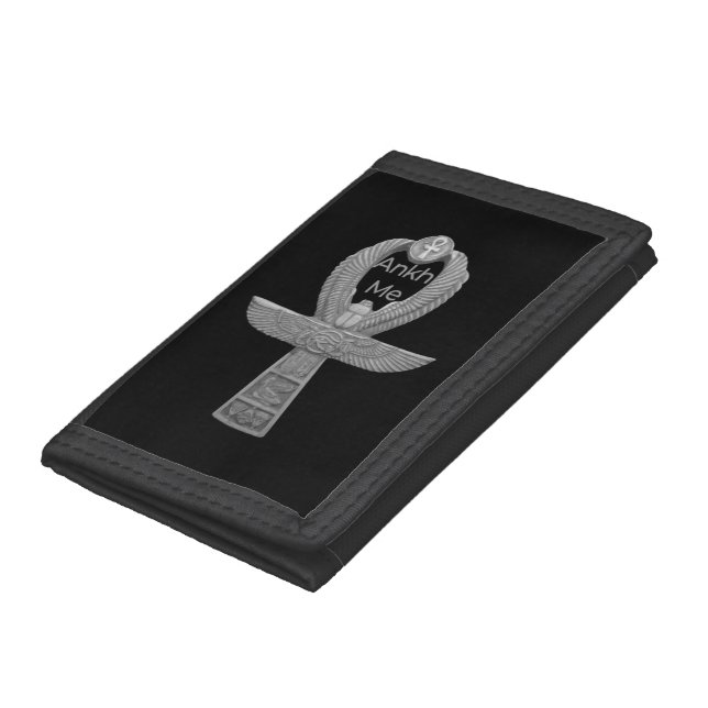 Ankh Silver-Black TriFold Nylon Wallet (Bottom)