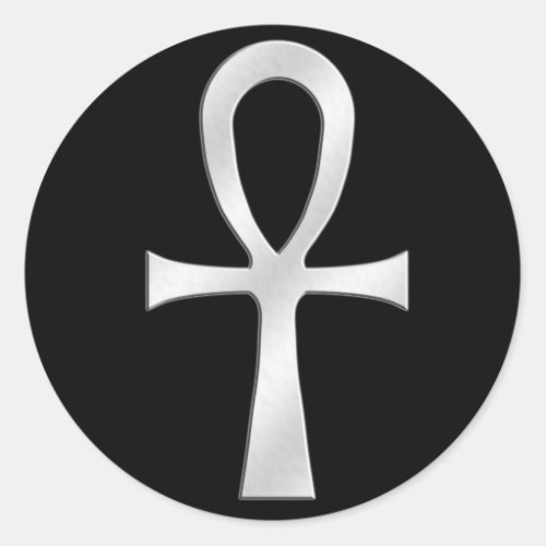 Ankh Silver Classic Round Sticker