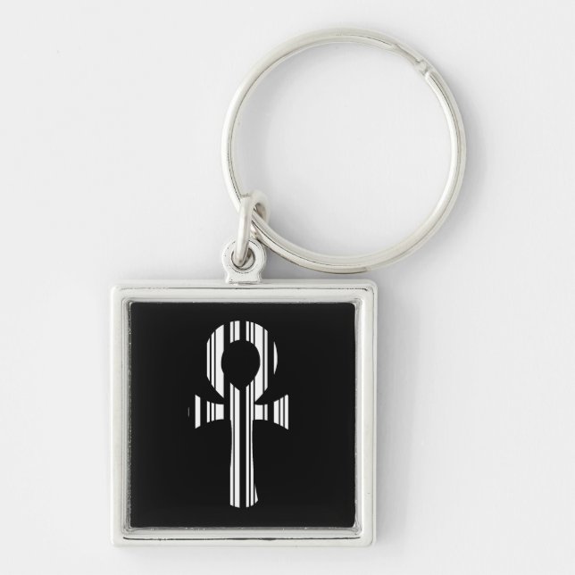 ANKH SYMBOL BAR CODE Ankhs Barcode Design Pattern Keychain (Front)
