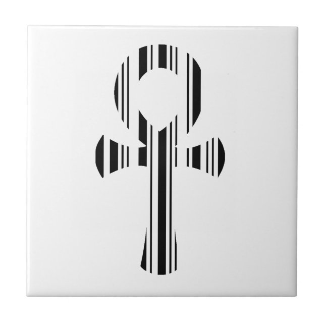 ANKH SYMBOL BAR CODE Ankhs Barcode Design Pattern Tile (Front)