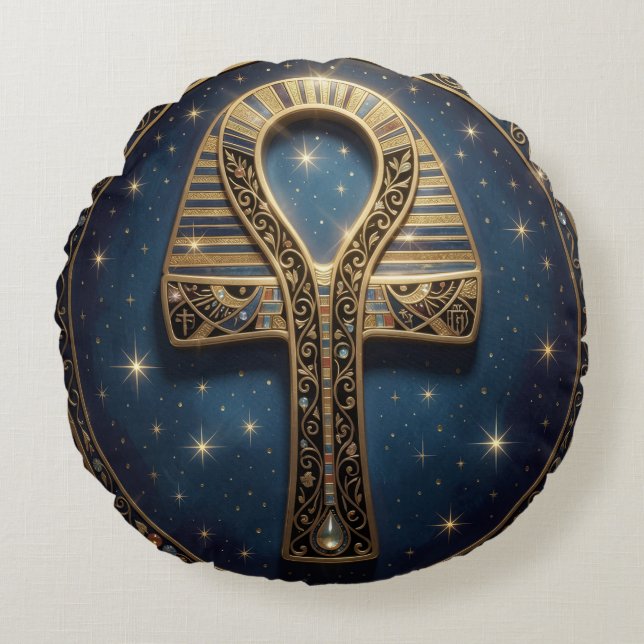 Ankh Symbol Meaning – Key of Life´10 Round Pillow (Front)