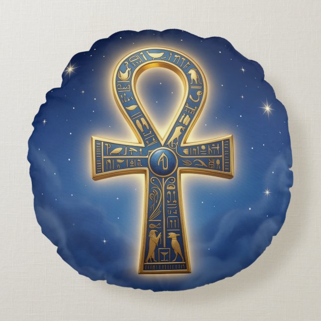 Ankh Symbol Meaning – Key of Life´11 Round Pillow (Front)