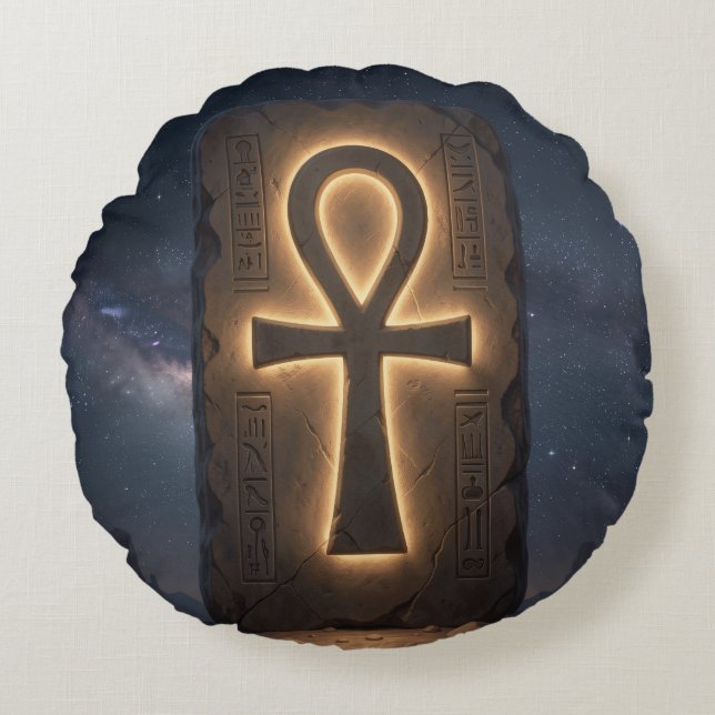 Ankh Symbol Meaning – Key of Life´12 Round Pillow (Front)