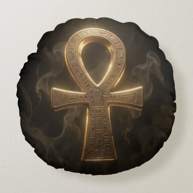 Ankh Symbol Meaning – Key of Life´1 Round Pillow (Front)