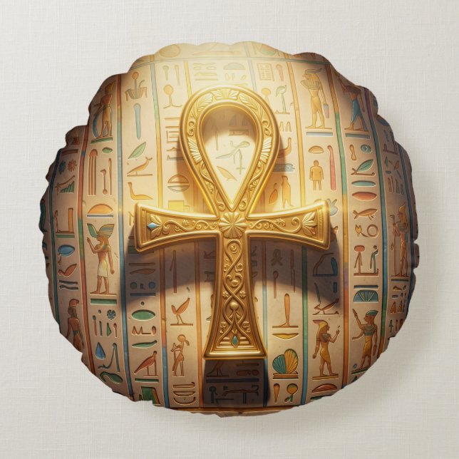 Ankh Symbol Meaning – Key of Life´1 Round Pillow (Front)