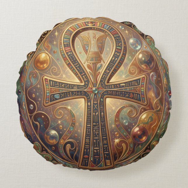 Ankh Symbol Meaning – Key of Life´2 Round Pillow (Front)
