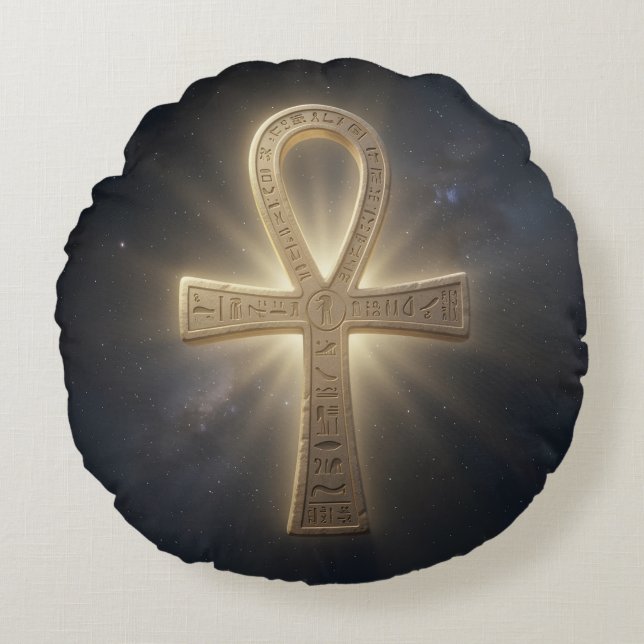Ankh Symbol Meaning – Key of Life´5 Round Pillow (Front)