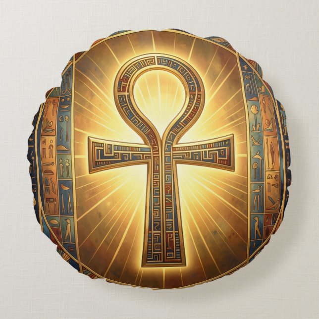 Ankh Symbol Meaning – Key of Life´7 Round Pillow (Front)