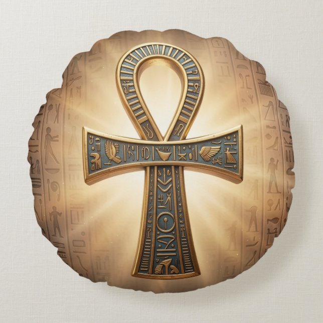Ankh Symbol Meaning – Key of Life´9 Round Pillow (Front)