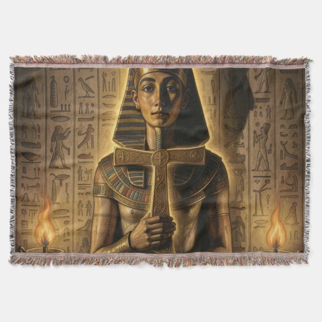 Ankh Symbol Meaning – Key of Life Throw Blanket (Front)